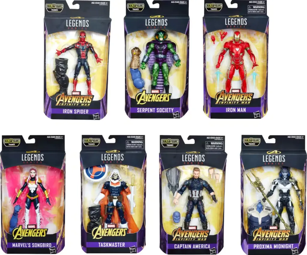 Hasbro Marvel Legends THANOS BaF (Unarmored) wave - 6-inch / 15cm complete action figure set of 7 2018