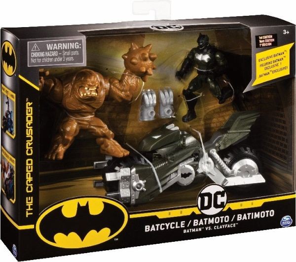 BATMAN, Batcycle Vehicle with Exclusive BATMAN and CLAYFACE 4-Inch Action Figures