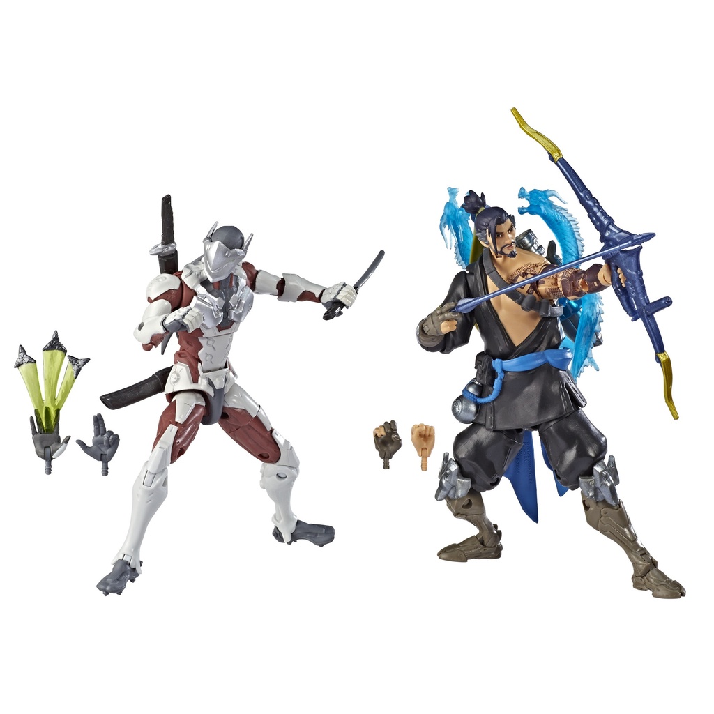 Hasbro Overwatch Ultimates E6496 GENJI / HANZO Series E6496 6-inch / 15cm 6-inch / 15cm Collectible Video Game Action Figure 2 pack with Accessories - E6376 Assortment - 2018- E6376 Assortment - 2018 - Last One!!! C8.3 VG+ NSiB (New, Sealed - Slight creases, Corner dent, & rubbing marks on box)