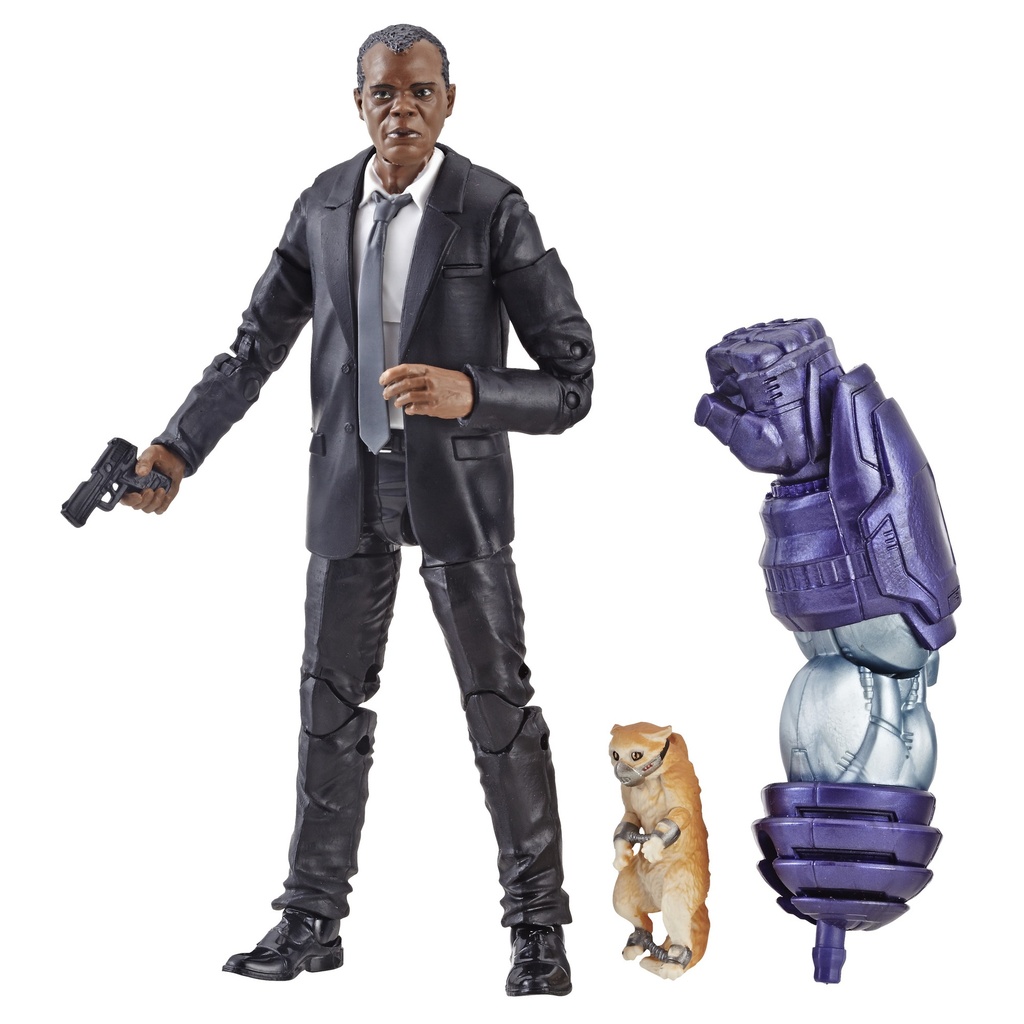 Hasbro Marvel Legends Captain Marvel Series E3887 Nick Fury (Young 1980's Version with Goose, the cat) 6-inch / 15cm action figure - Kree Sentry BaF Wave 1 - 2020 S.H.I.E.L.D. Kree doppleganger?