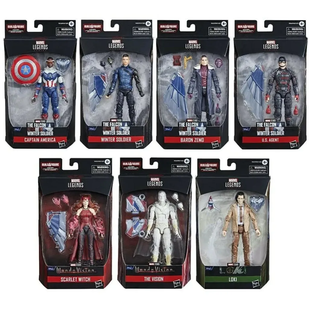 Hasbro Marvel Legends F0167 DISNEY+ Television Series 6-inch / 15cm action figure Complete Set + rare Exclusive Chase Variant AF - CAPTAIN AMERICA FLIGHT GEAR BaF Assortment Disney MCU Wave 2 + - reference Wanda (Scarlet Witch - Wanda Maximoff, Vision, Loki, Winter Soldier, Baron Zemo, U.S. Agent, & Mobius Exclusive) - reference Captain America, Avengers, WandaVision TV Series - LAST Complete Set ONE!!!